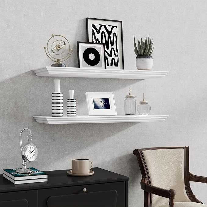Fun Memories Floating Shelves 32 Inch Long, 9.3 Inch Deep Classic Crown Molding - Image 7