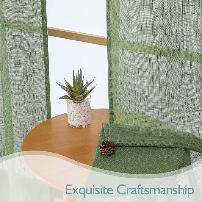 Chyhomenyc Extra Long Sage Green Semi Sheer Curtains 108 Inches Long 2 Panels - Image 6