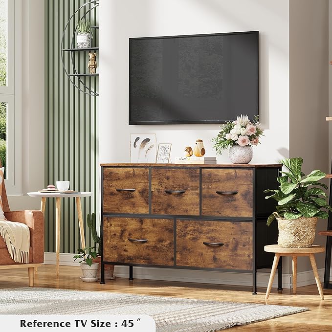 WLIVE Dresser for Bedroom with 5 Drawers, Long Fabric Dresser, Storage Drawer - Image 2