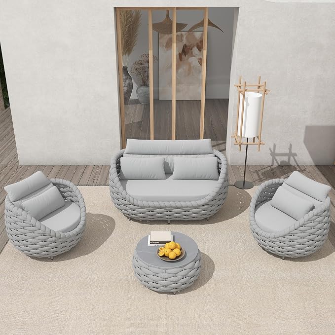TWT Outdoor Patio Furniture Set-5 Pieces Aluminum Sectional Sofa, Metal Patio - Image 7