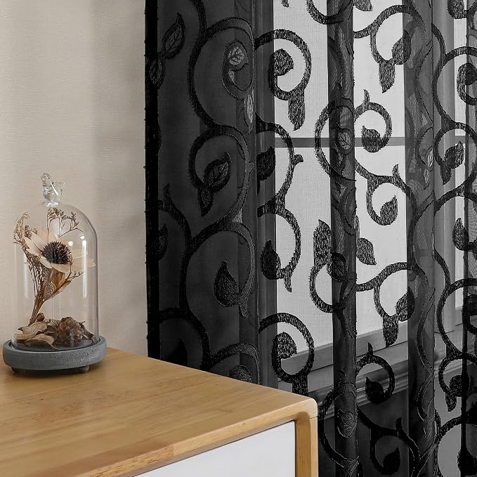 OWENIE Furman Black Sheer Curtains - Image 3