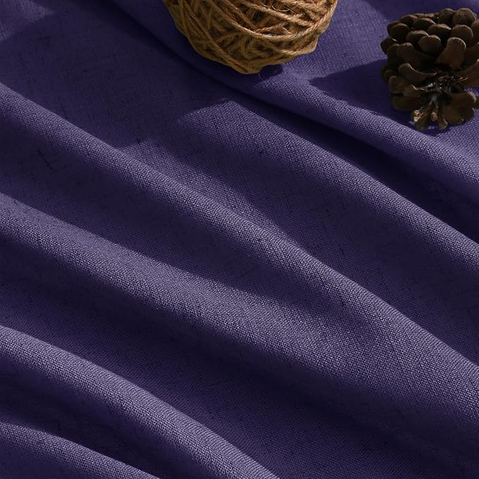 Nanspring Purple Linen Blend Light Filtering Back Tab Curtains 108 Inches Long - Image 5