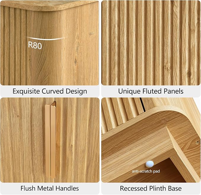 win2win 67" TV Stand for 80 Inch TV, Modern Fluted Entertainment Center - Image 4