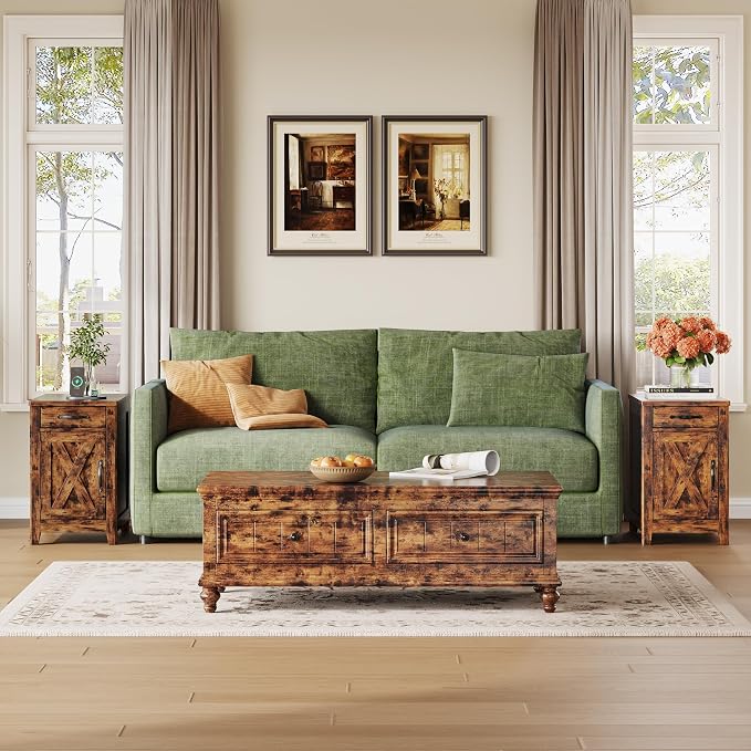 IRONCK End Table with Charging Station, Narrow Side Table - Image 2