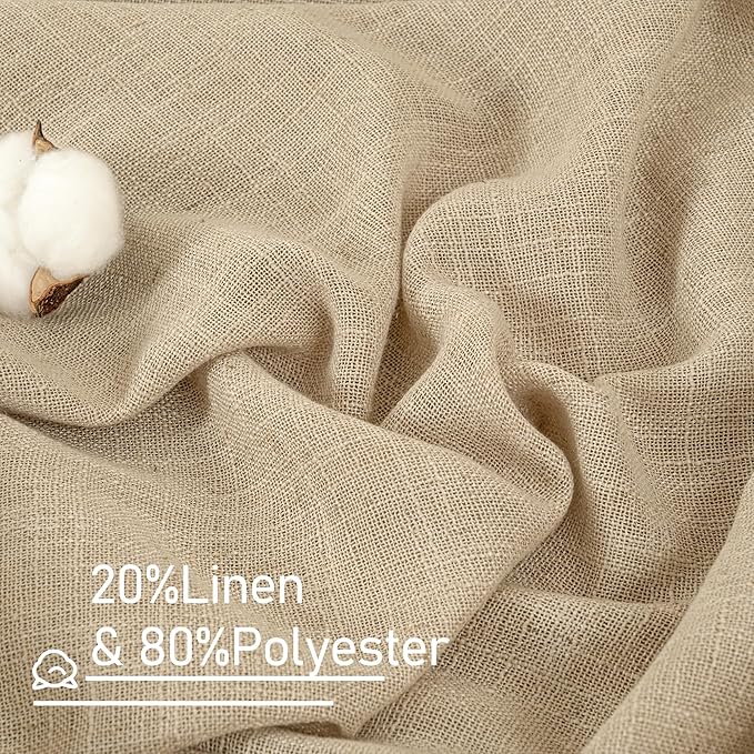 LAMIT Linen Blended Curtains for Bedroom, Faux Linen Textured Light Filtering - Image 2