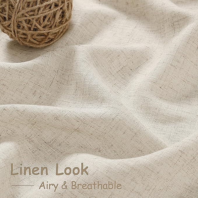 Boho Linen Curtains for Living Room 126 Inches Long Light Filtering Semi Sheer - Image 4