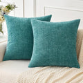 MIULEE Pack of 2 Teal Throw Pillow Covers 16x16 Inch Soft Chenille Pillow Covers by MIULEE