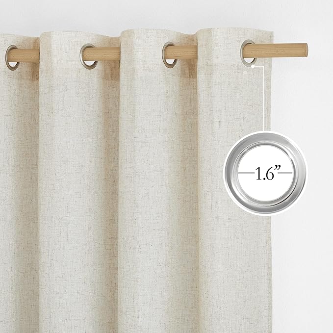 NICETOWN Thick Linen Blend Curtains Flax Textured - Image 3