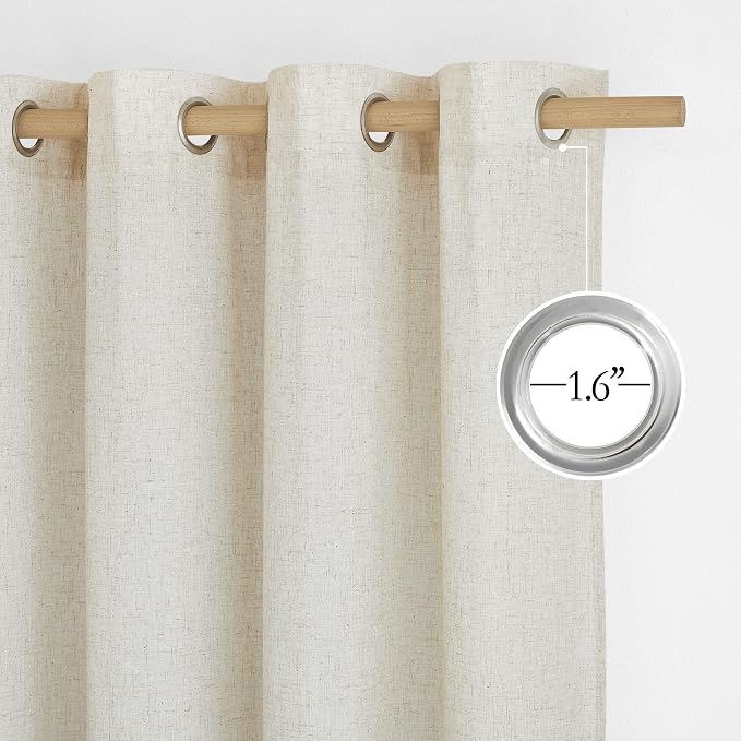 NICETOWN Boho-Chic Linen Curtains 84 inch Long 2 Panels Set, Grommet Thick - Image 4