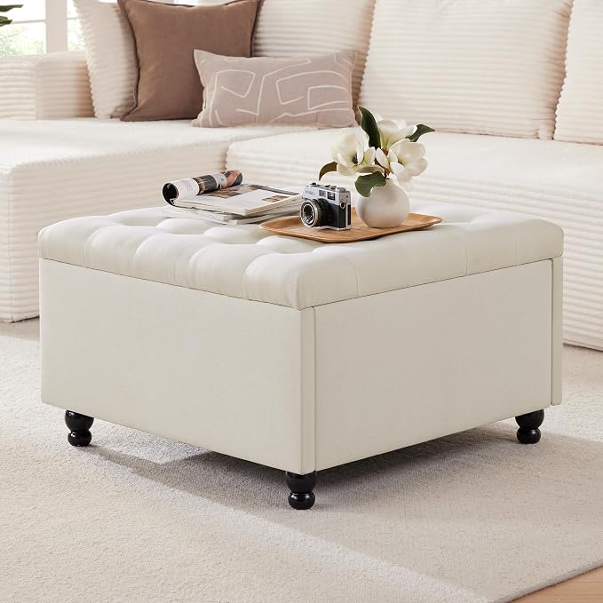 Weture 30 Inch Large Square Storage Ottoman Coffee Table, Oversized Square by Weture