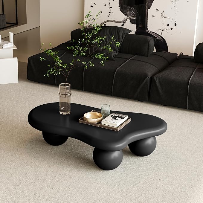 40” Cloud Coffee Table with 3 Ball Legs, Modern Irregular Center Table - Image 5