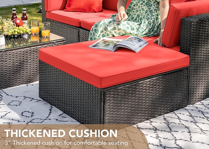 Devoko 5 Pieces Patio Furniture Sets All Weathevr Outdoor Sectional Patio Sofa - Image 7