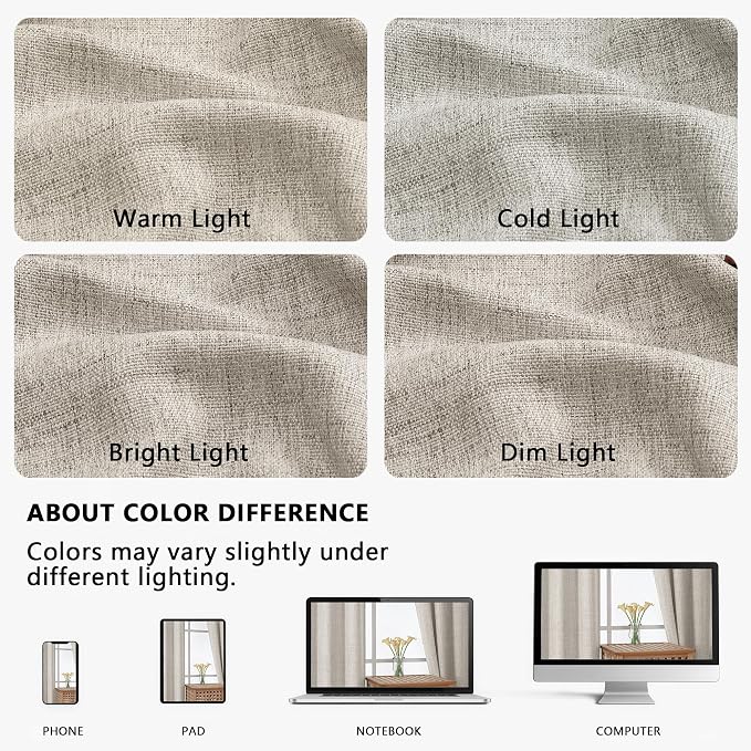 OVZME Valance for Windows, Light Filtering Faux Linen Textured Small Kitchen - Image 9