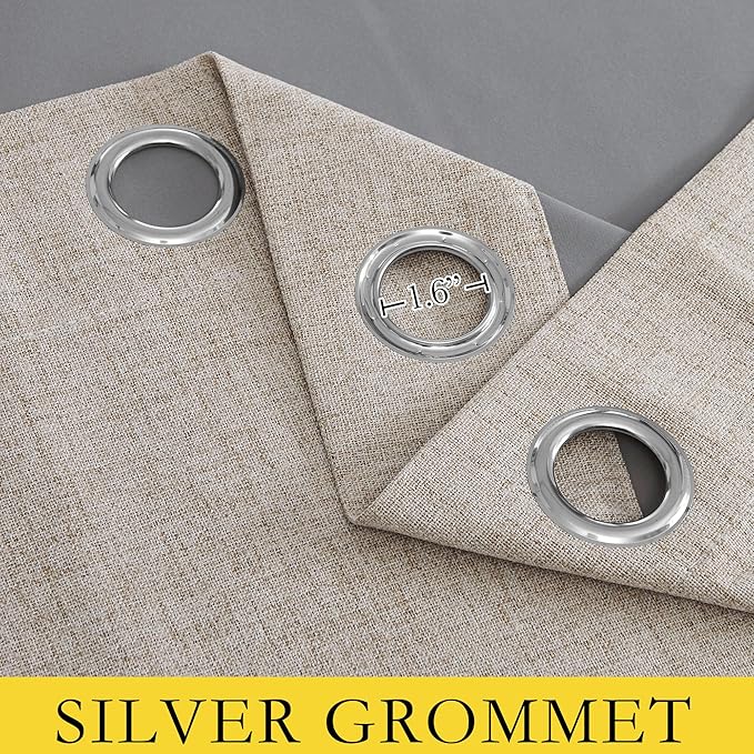NICETOWN Farmhouse Style 100% Blackout Oatmeal Linen Curtains 90 inches Length - Image 5