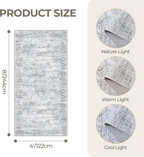 4x8 Rug for Bedroom, Wide Runner Rug for Hallway, Non Slip Washable Runner Rug - Image 2