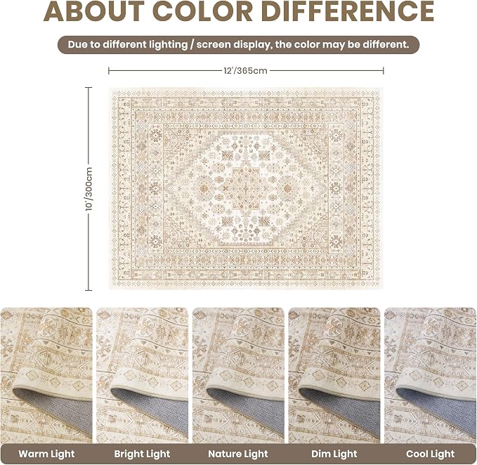 zesthome 10x12 Area Rugs, Stain Resistant Washable Rug, Ultra-Thin Rugs - Image 2