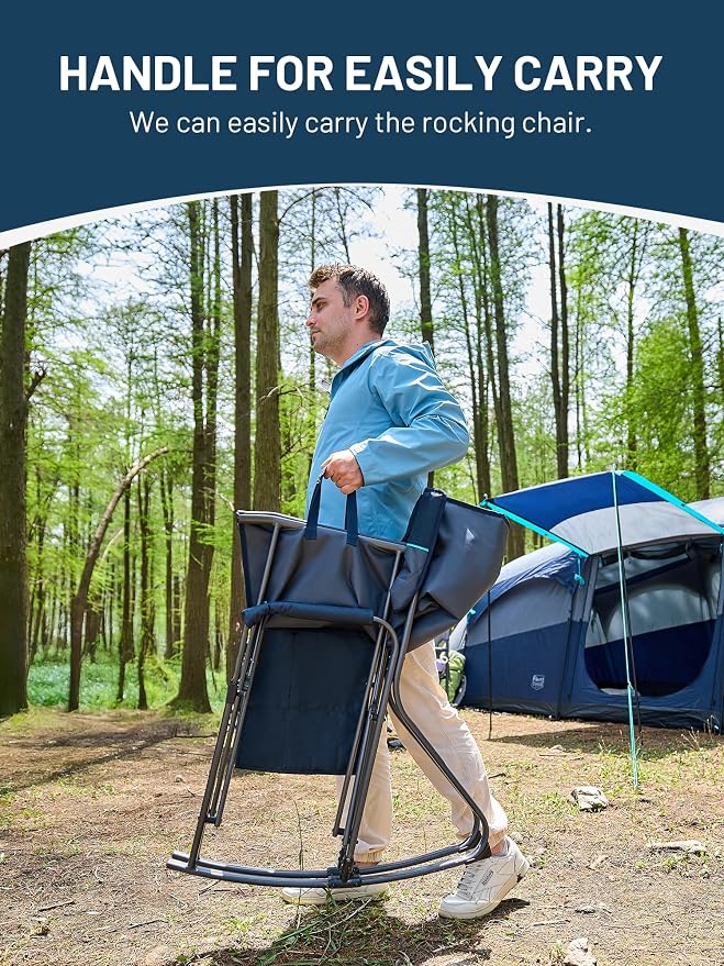Timber Ridge Folding Oversized Rocking Camping Chair, 400lbs Capacity Portable - Image 5