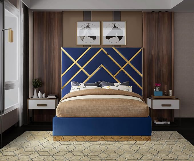 Meridian Furniture VectorNavy-Q Vector Collection Modern | Contemporary Velvet - Image 5