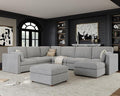 Oversized Modular Sectional Sofa, Solid Wood Frame, Removable Washable Cover by Kalafini