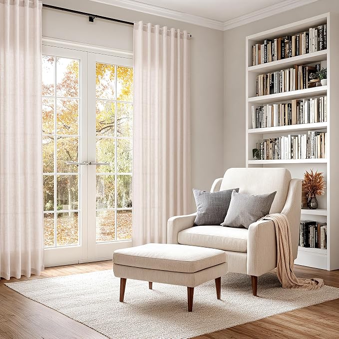 Nanspring Natural White Linen Curtains 120 Inches Long - Image 6