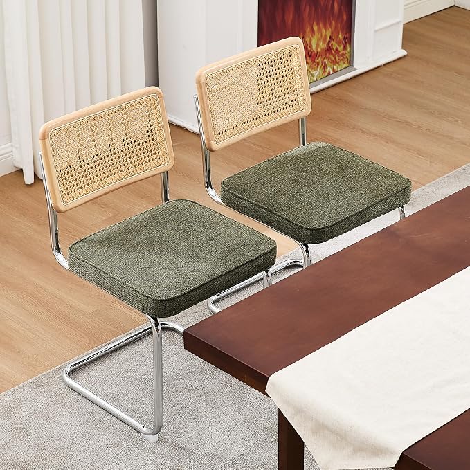Zesthouse Natural Rattan Dining Chairs Set of 2, Mid Century Modern Dining - Image 8
