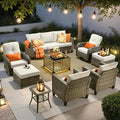 ovios 9 Pieces Patio Furniture Set, Outdoor Wicker Sofa Couch by OVIOS