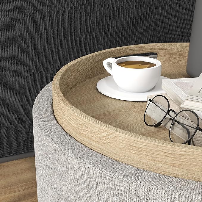 HOMCOM Round Storage Ottoman - Image 9