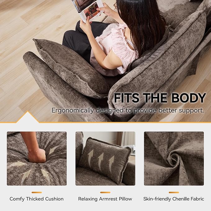 147'' Oversized U Shaped Cloud Sectional Sofa, Chenille Deep Seat Couches - Image 4
