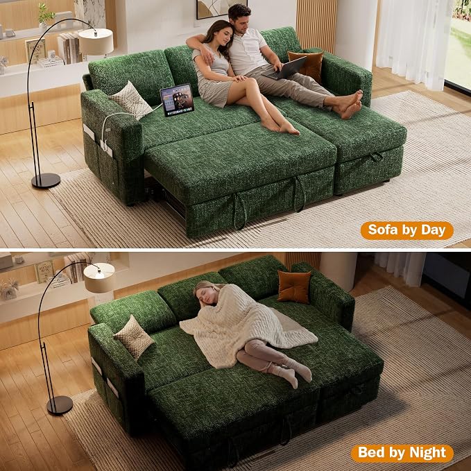 Sunny Heart 82" L Shaped Sectional Sleeper Sofa Bed - Image 5