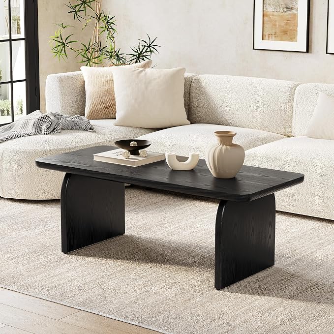 LITTLE TREE Farmhouse Coffee Table, 47 Inches Wooden Center Tables by LITTLETREE