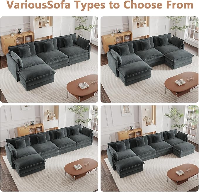 mikibama Modular Sectional Sofa, 146.5 Inch L Shaped Couch Set - Image 6