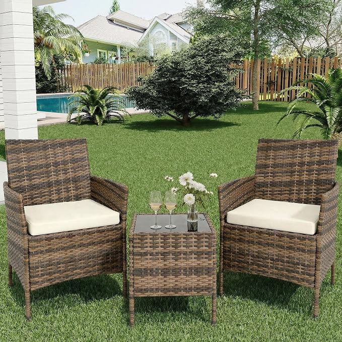 GarveeLife 3 Piece Patio Furniture Set, Rattan Outdoor Furniture - Image 7