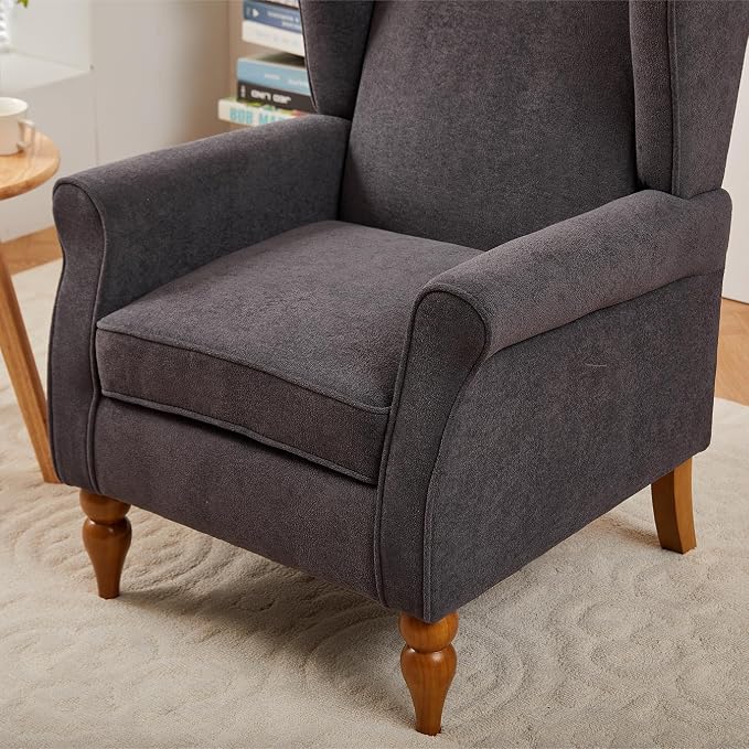 Mid-Century High Wingback Chair, Modern Fabric Accent Chair Armchair - Image 8