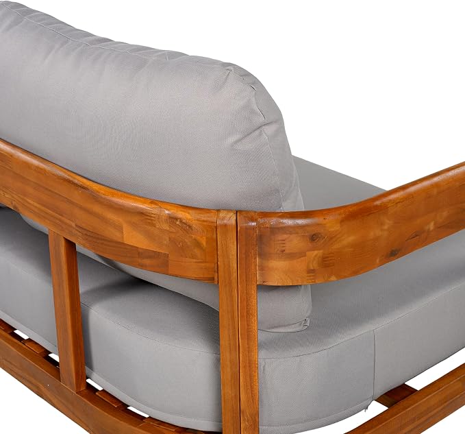 VilroCaz Outdoor Patio Furniture Set, L-Shaped Acacia Wood Sectional Sofa - Image 7