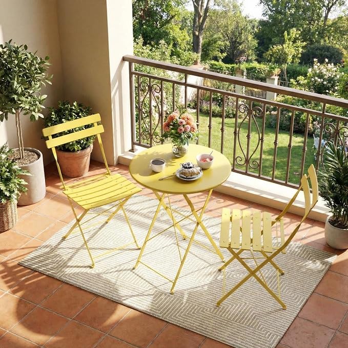 GarveeLife 3 Piece Outdoor Bistro Set, Metal Patio Furniture Set - Image 4