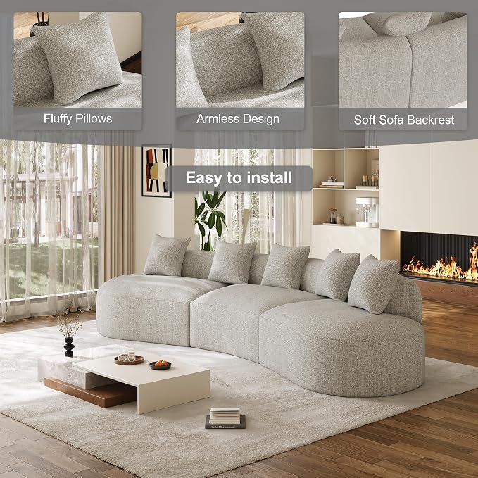 134" Oversized Sectional Sofa for Living Room, Modern Luxury Plush Chenille - Image 8