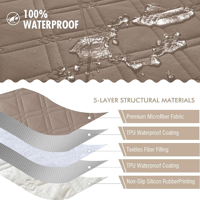 Genina Waterproof Couch Cover, Washable Anti-Slip 86.6 inch Sofa Covers - Image 5