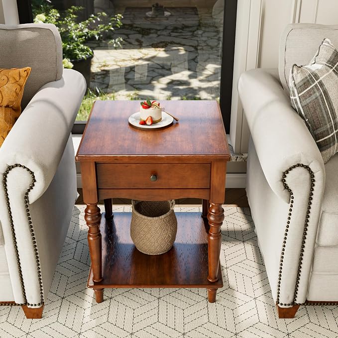 Mid-Century Modern Living Room Coffee Table Set, 2-Piece Solid Wood Living Room - Image 8