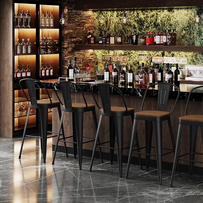 Andeworld Metal Bar Stools Set of 4, 24 inch Counter Height Barstools - Image 7