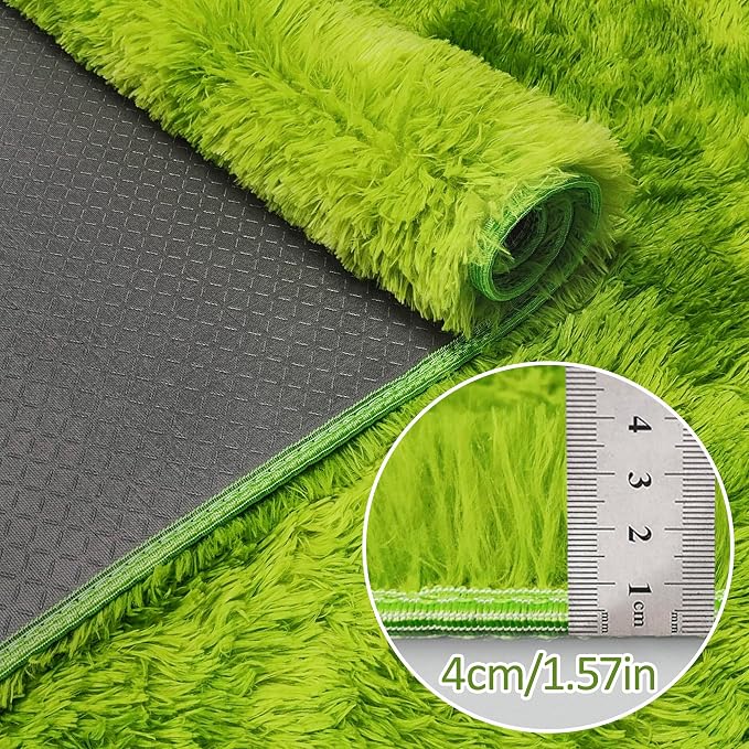 Green Tie-Dyed Rug for Living Room 8x10 Fluffy Area Rug Mat Bedside Throw Rug - Image 3