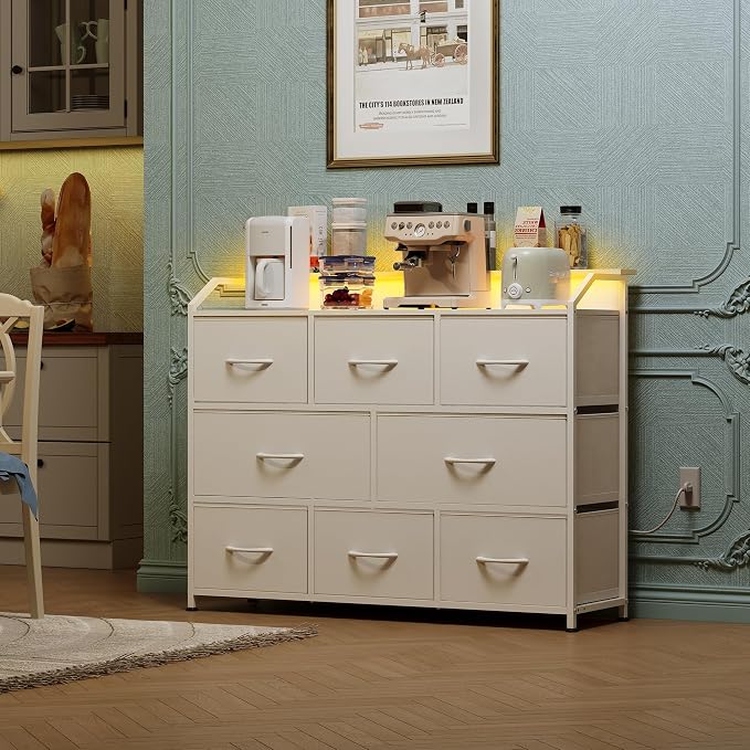WLIVE Led Dresser for Bedroom, Wide Chest of Drawers for Hallway, 8 Fabric - Image 4