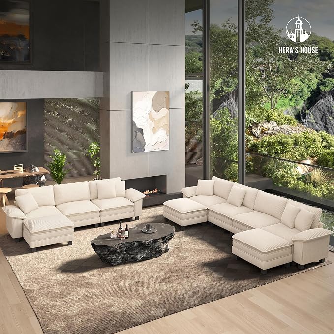 HERA'S HOUSE 124" Modular Sectional Sofa, Oversized U Shaped Couches - Image 9