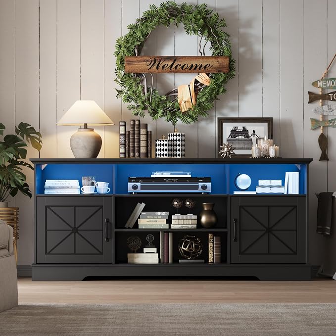 Xixini Farmhouse TV Stand for 65/60/55 Inch Tvs, Rustic Entertainment Center - Image 6