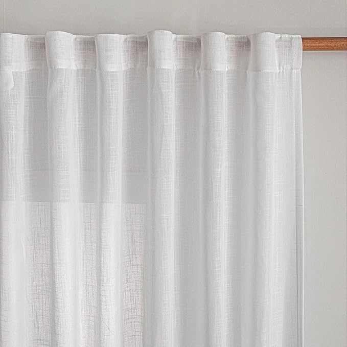 MYSKY HOME White Sheer Curtains 63 inch length Semi Sheer Curtains by MYSKYHOME