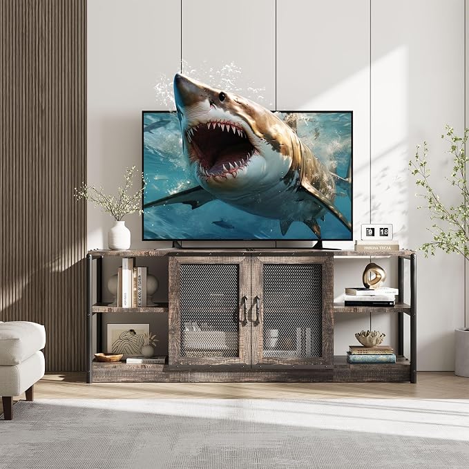 GarveeHome TV Stand for 65+ Inch TV, Rustic Entertainment Center TV Media by GarveeHome