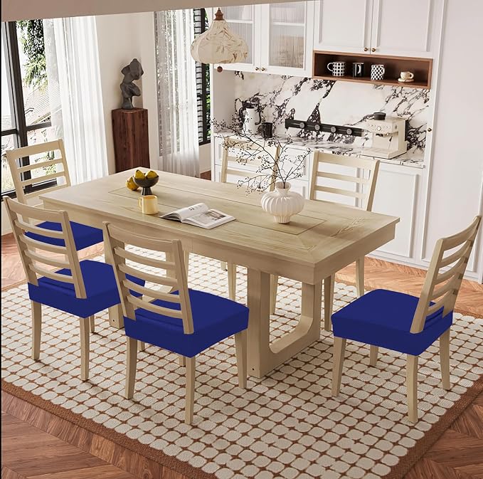 Smiry Waterproof Seat Covers for Dining Room Chairs Set of 6, Stretch Jacquard - Image 8