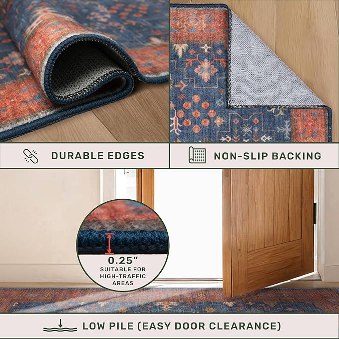 Navy Blue Area Rugs 9x12 Living Room, Dining Room Rugs - Image 5