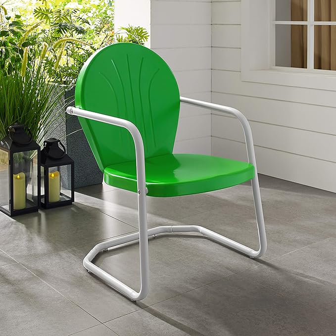 Crosley Furniture Griffith Outdoor Chair, Retro Metal Patio Chairs - Image 2