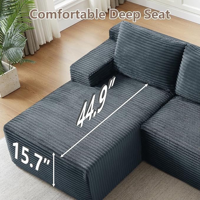96" Cloud Sectional Couch U-Shaped Chaise - Image 7