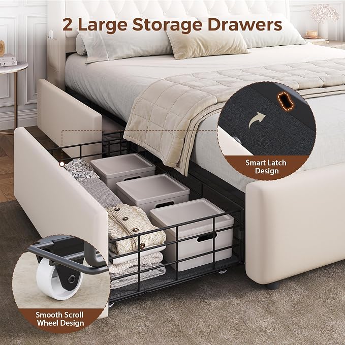 Queen LED Velvet Bed Frame - Image 8